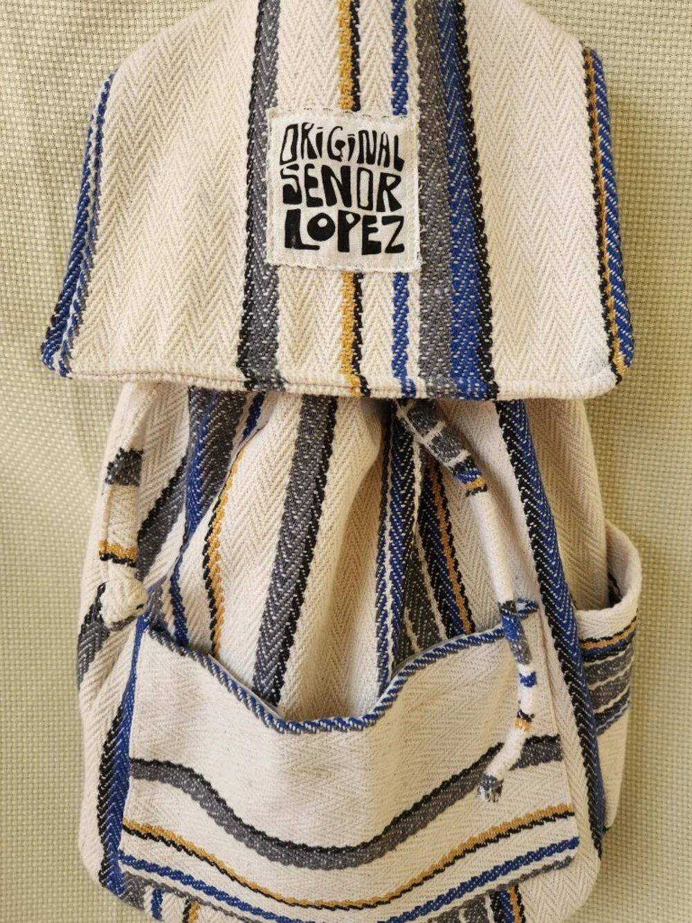 Original Senor Lopez Baja Backpack Striped Mexican Hippie Boho Beach Bag Recycle - Picture 14 of 14